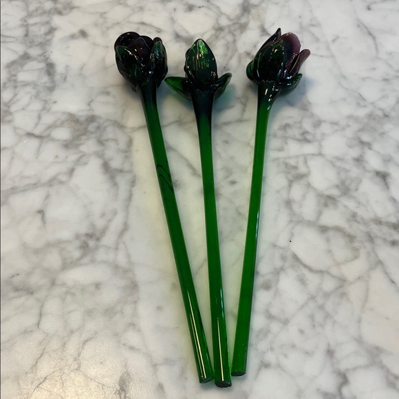 Vintage Glass Flower Stems Green, Purple, Mauve - Picture 10 of 10